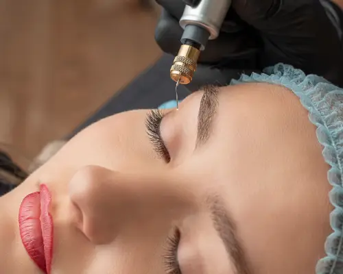 Plasma pen en action pour un skin lift